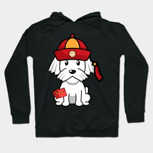 Funny white dog celebrates lunar new year Hoodie